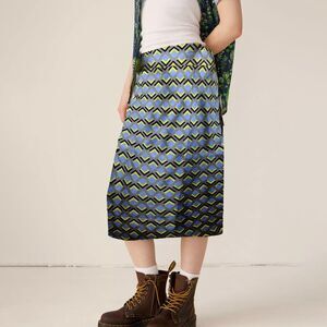 Wildfang The Empower Satin Wrap Skirt –Medium Cubic Geometric Adjustable